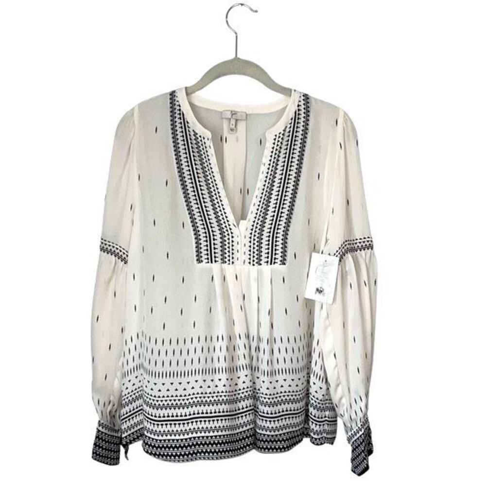 Joie Womensβ 100% Silk Semi Sheer Long Sleeve Blouse Porcelain Small NWT
